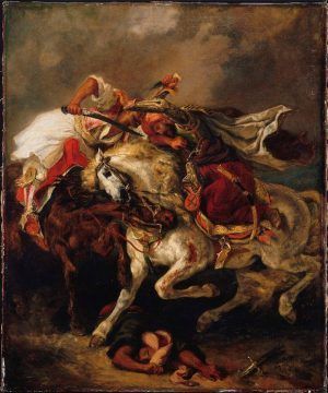 Eugène Delacroix, Kampf zwischen Giaour und Hassan, 1835, Öl/Lw, 73.7 x 61 cm (Petit Palais, Musée des Beaux-Arts de la Ville de Paris (PDUT 01162) © Roger-Viollet / REX)