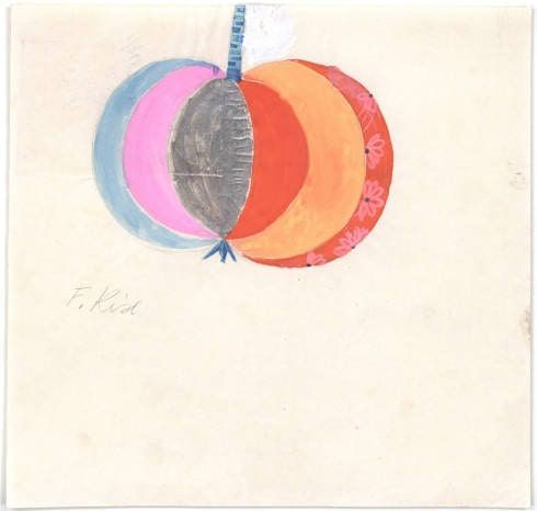 Felice Rix-Ueno, Entwurf für ein Kissen in Apfelform, 1930/31, Bleistift, Gouache auf Papier © MAK