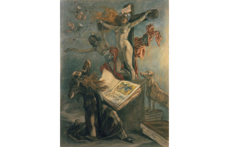 Félicien Rops, La Tentation de saint Antoine, 1878 (Königliche Bibliothek Belgiens (KBR), Brüssel)