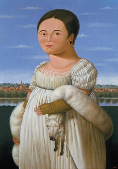 Fernando Botero, Mademoiselle Rivière, nach Ingres, 2005, Öl auf Leinwand, 205 × 144 cm (Sammlung Würth, Foto: Volker Naumann, Schönaich © Fernando Botero)