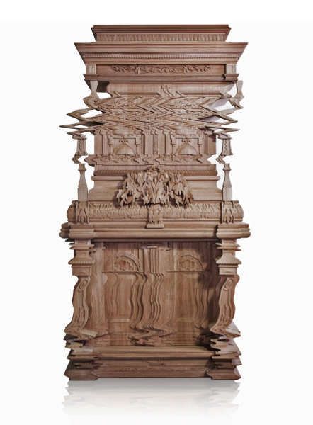 Ferruccio Laviani für Fratelli Boffi, Good Vibrations Cabinet, 2013, 215 x 116 x 52 cm, Walnuss-Holz (© Fratelli Boffi)