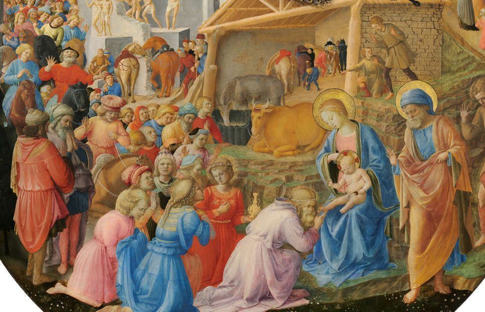 Fra Angelico, Die Anbetung der Könige, Detail, um 1440/1460, Tempera/Pappel, Dm: 137,3 cm (National Gallery of Art, Washington, Samuel H. Kress Collection, 1852.2.2)
