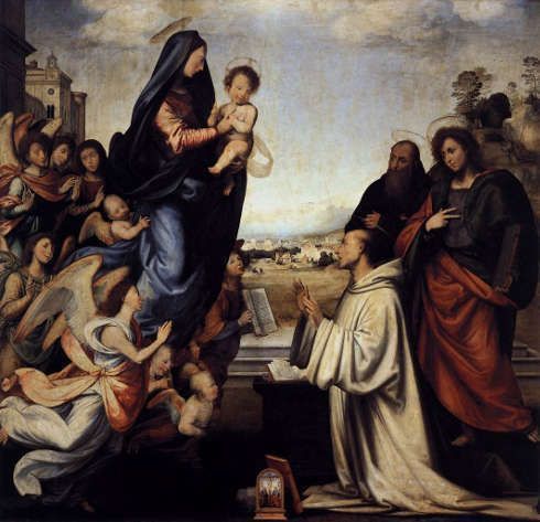 Fra Bartolommeo, Vision des hl. Bernhard, 1504-1507, Öl/Hol, 220 x 213 cm (Galleria Palatina, Palazzo Pitti, Florenz)