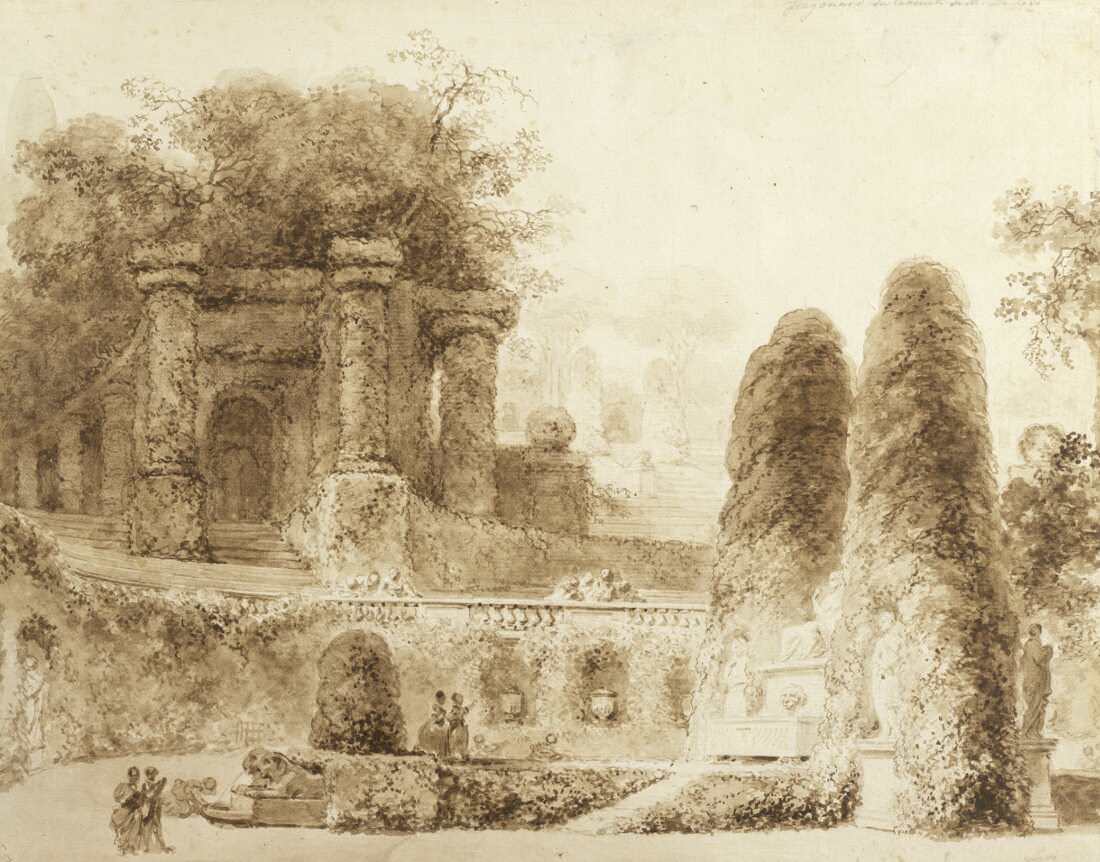 Jean- Honoré Fragonard, Römischer Park mit Brunnen, 1774 (Albertina, Wien)
