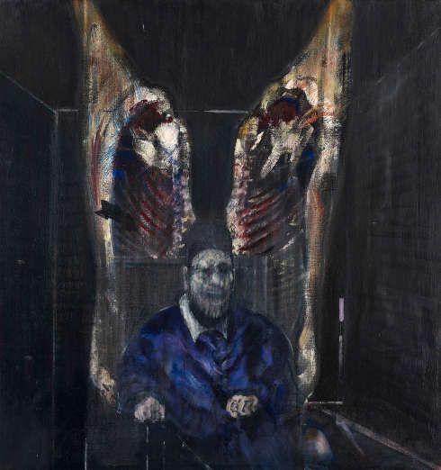 Francis Bacon, Figure with Meat, 1954, Öl/Lw, 129.9 x 121.9 cm (Harriott A. Fox Fund, 1956.1201. Chicago (IL), Art Insitute of Chicago. © 2017. The Art Institute of Chicago / Art Resource, NY/ Scala, Florence, © The Estate of Francis Bacon. All rights reserved / 2018, ProLitteris, Zurich)