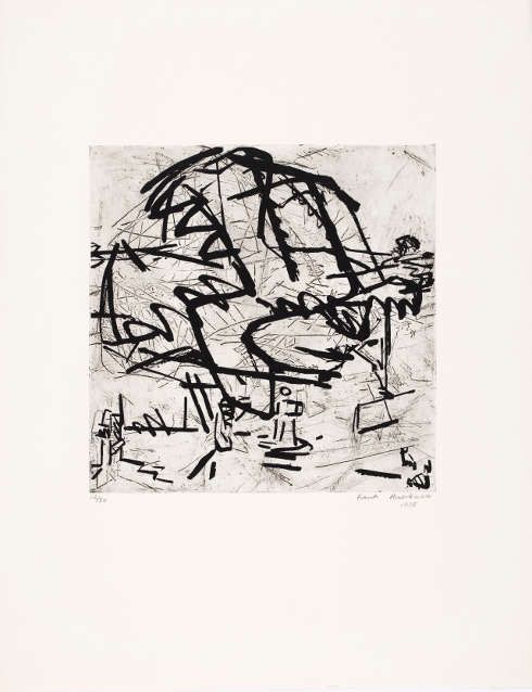 Frank Auerbach, Tree of Tretire I, 1975, Siebdruck über Radierung, 30 × 29,5 cm (Platte) (Privatsammlung, Köln, © Frank Auerbach, courtesy Marlborough Fine Art)