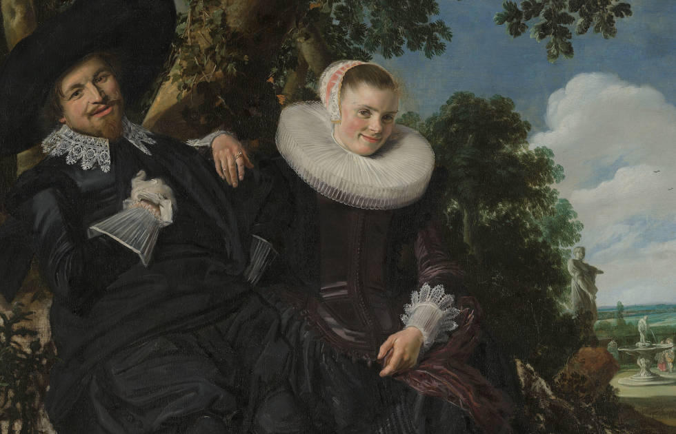 Frans Hals, Ehepaarbildnis, vielleicht Isaac Abrahamsz Massa und Beatrix van der Laen, Detail (Rijksmuseum, Amsterdam)