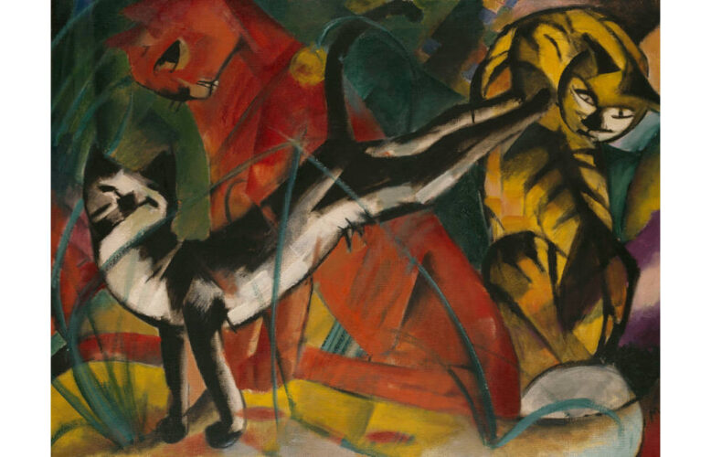 Franz Marc, Drei Katzen, 1913, 101 × 72 cm, Öl auf Leinwand (©Kunstsammlung Nordrhein-Westfalen, 2025)