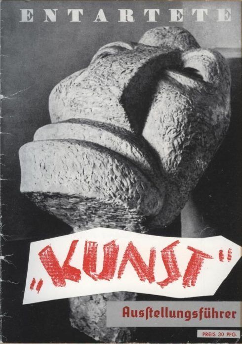 Otto Freundlich, Großer Kopf („Der neue Mensch“), Cover des Ausstellungsführers zu Entartete Kunst, 1937.