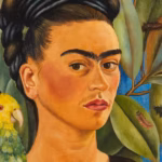 Frida Kahlo, Selbstbildnis (mit Bonito), Detail, 1941, Öl auf Hartfaser, 54,6 x 43,2 cm (Privatsammlung, Courtesy Thomas Ammann Fine Art AG, Zürich)