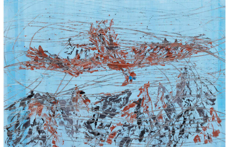 Georg Baselitz, Sigmund fliegt mit Sex im Koffer, 2024, Öl und Plastik auf Leinwand (courtesy White Cube Bermondsey, London)