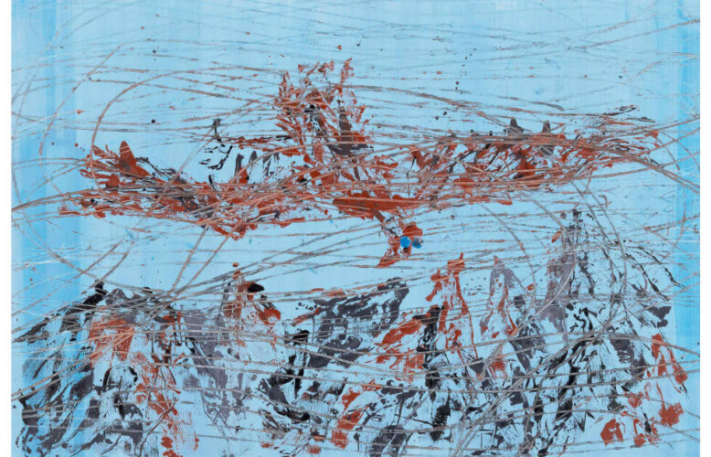 Georg Baselitz, Sigmund fliegt mit Sex im Koffer, 2024, Öl und Plastik auf Leinwand (courtesy White Cube Bermondsey, London)