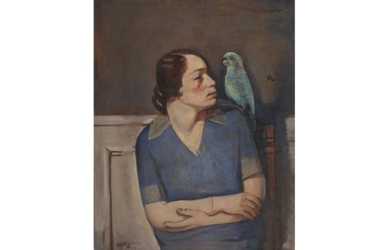 Georges Kars, Frau mit Papagei, 1926, Öl auf Leinwand, 100 x 80 cm (Stadtmuseum Velvary)