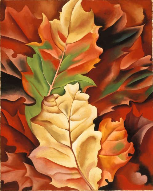 Georgia O'Keeffe, Autumn Leaves – Lake George, N.Y., 1924, Öl/Lw, 51.4 × 41.3 cm (Columbus Museum of Art, Columbus Museum Purchase, Howald Fund II, 1981.006, CR 464, /Adagp Paris 2021)