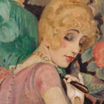 Gerda Wegener, Lili mit einem Federfächer, Detail, 1920, Öl auf Leinwand, 79.69 x 59 cm (Privatsammlung, Dänemark)