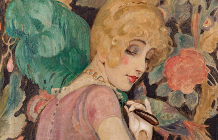 Gerda Wegener, Lili mit einem Federfächer, Detail, 1920, Öl auf Leinwand, 79.69 x 59 cm (Privatsammlung, Dänemark)