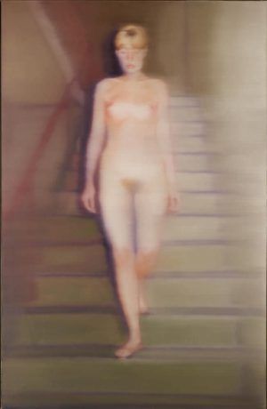 Gerhard Richter, Ema (Akt auf einer Treppe), 1966, Öl auf Leinwand, 200 x 130 cm (Museum Ludwig, Köln) © Gerhard Richter 2017 (221116), Foto: Rheinisches Bildarchiv Köln