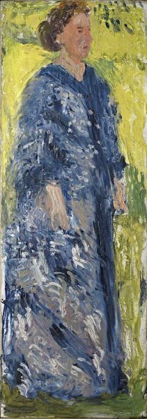 Richard Gerstl, Mathilde Schönberg im Garten, Juli 1908, Öl auf Leinwand, 171 x 61 cm (Leopold Museum, Wien)
