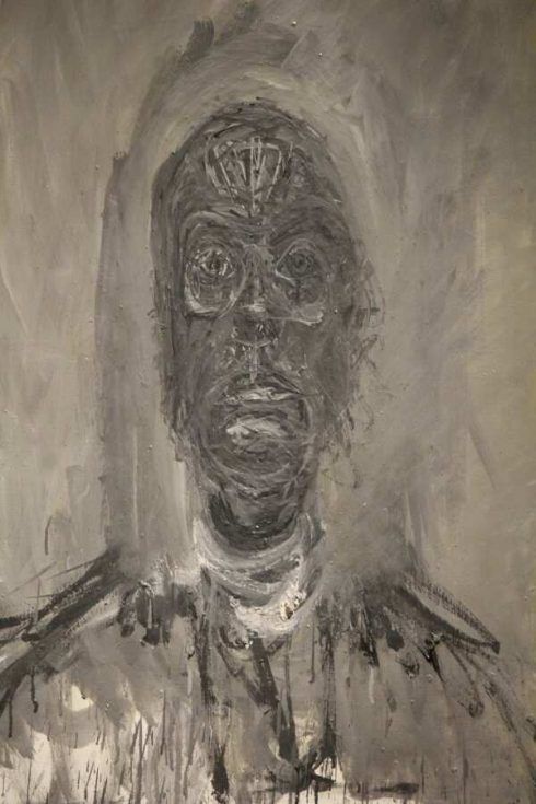 Alberto Giacometti, Grande tête noire, Detail, 1961, Öl auf Leinwand, 81 × 65 cm (Friedrich Christian Flick Collection), Foto: Alexandra Matzner.