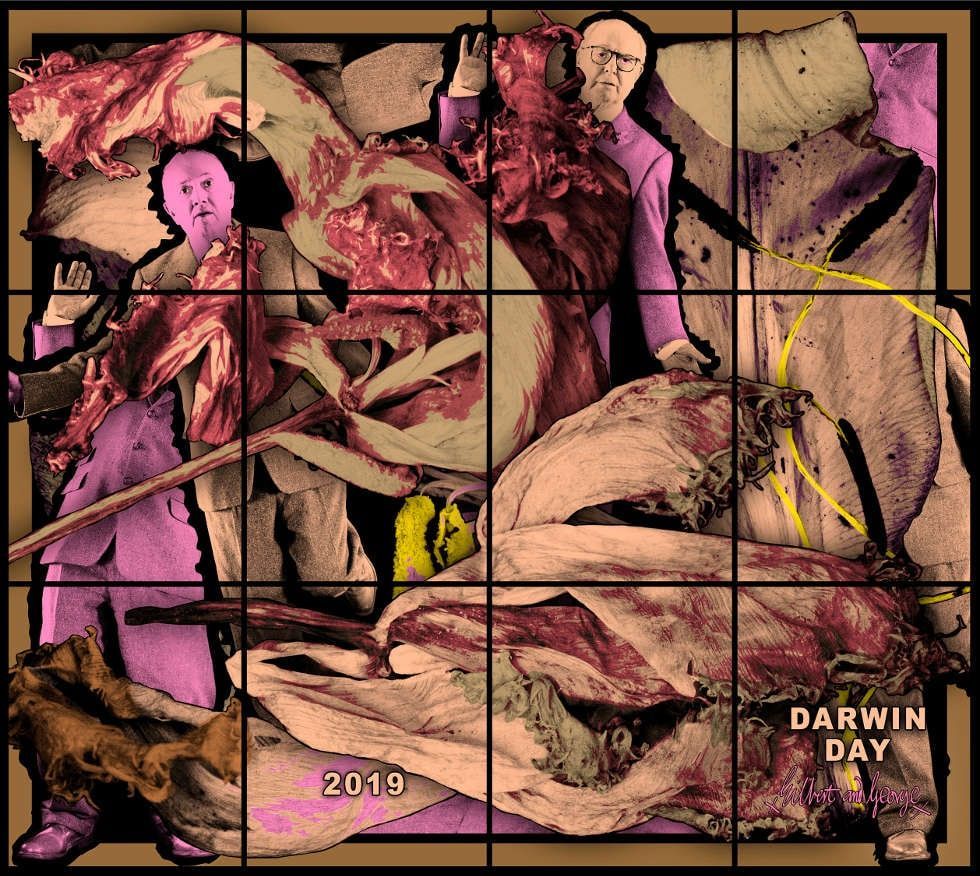 Gilbert & George, Darwin Day, 2019, Mixed media, 226 × 253 cm (© Courtesy of Gilbert & George and Sprüth Magers)