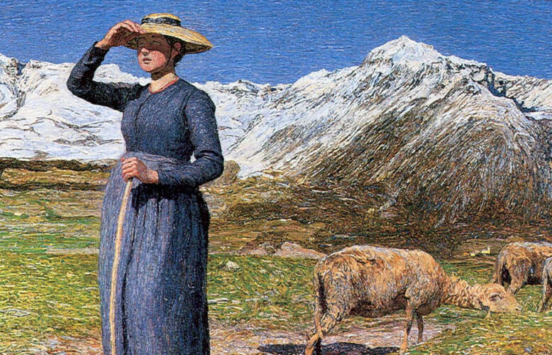 Giovanni Segantini, Mittag in den Alpen, Detail, 1891, 77,5 x 71, 5 cm (Segantini Museum, St. Moritz)