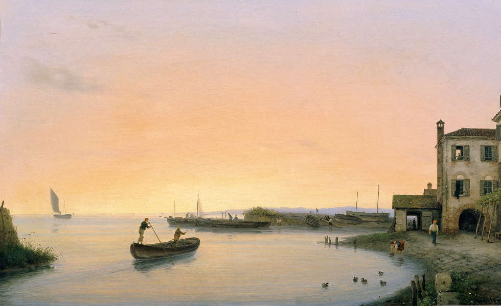 Giuseppe Canella d. J., Chioggia vor Sonnenaufgang, 1838 (Belvedere, Wien)