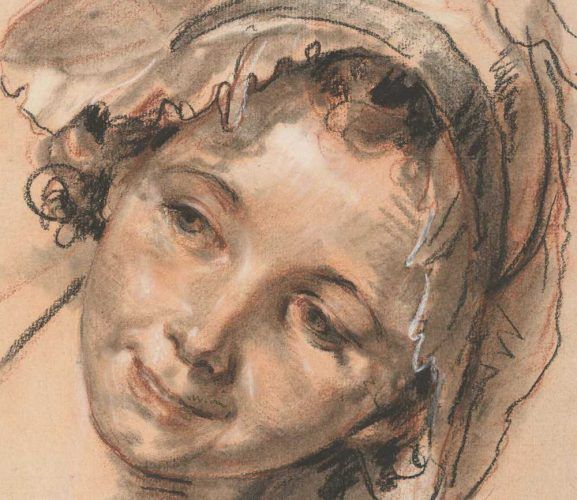 Jean-Baptiste Greuze, Kopfstudie eines lächelnden Mädchens, Detail, um 1765 (Albertina, Wien)