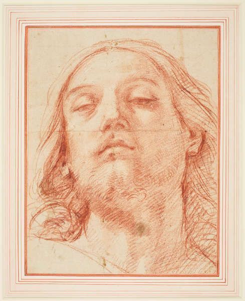 Guido Reni, Kopfstudie für Christus, 1620, Rote Kreide, 34,4 x 26,7 cm (Royal Collection Trust, Windsor, Foto: Royal Collection Trust, Windsor)