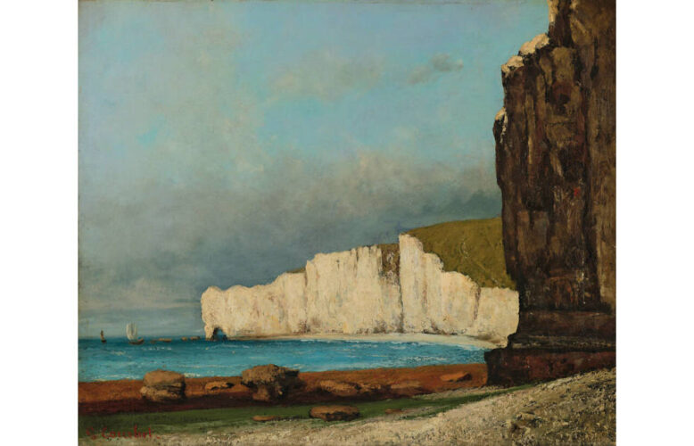 Gustave Courbet, Küstenlandschaft (Étretat), Öl auf Leinwand, 46,2 × 55,6 cm (Leopold Museum, Wien)