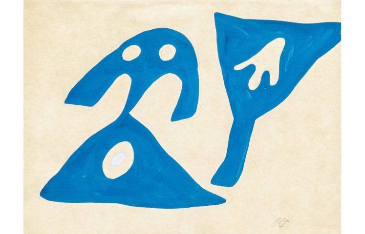 Hans Arp, Homme et femme, um 1928, Aquarelle und Bleistift auf Papier (Privatsaammlung © SABAM Belgium 2024, Foto Fabien de Cugnac)