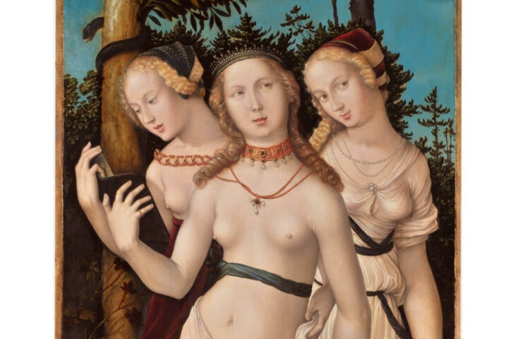 Hans Baldung Grien, Die Harmonie (Die drei Grazien?), Detail, 1541–1544, Öl auf Holz, 151 x 61 cm (P002219, Prado, Madrid)