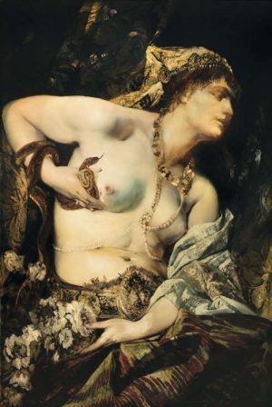 Hans Makart, Der Tod der Kleopatra, 1875. Öl auf Leinwand, 122.5 × 83 cm (Sammlungen der Fürsten von und zu Liechtenstein, Wien)