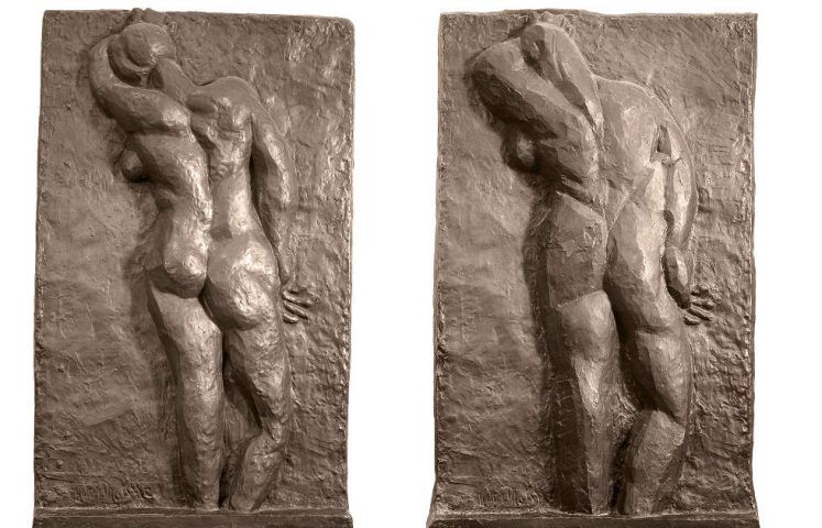 Henri Matisse, Nu de dos (I–II), 1908–1909, Bronze, 190 x 118 x 19 cm / 190 x 118 x 19 cm (Kunsthaus Zürich © Succession Henri Matisse / 2018 ProLitteris, Zürich)