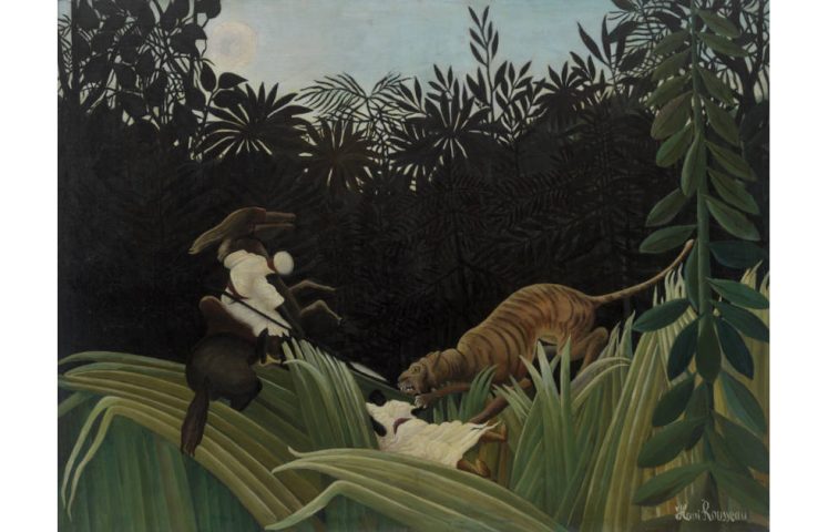 Henri Rousseau, Scouts Attacked by a Tiger, 1904 (The Barnes Foundation, BF584. Public Domain)