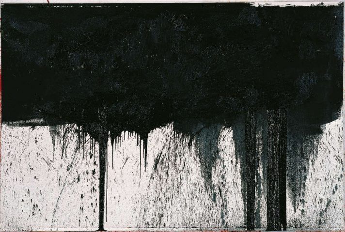 Hermann Nitsch, Kreuzwegstation (aus dem Schwarzen Zyklus), 1991, Öl auf weißgrundierter Leinwand (Albertina, Wien. Sammlung Essl)