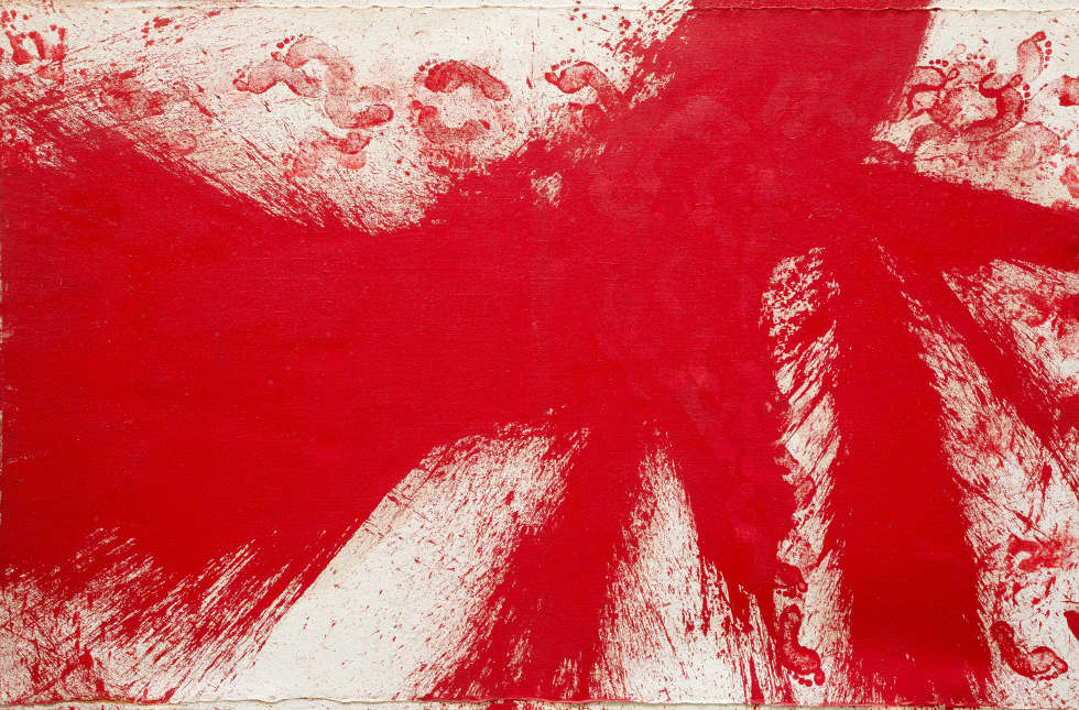 Hermann Nitsch, Schüttbild, 1986, Öl/Lw, 200 x 300 cm (Foto: Manfred Thumberger, ©Hermann Nitsch)