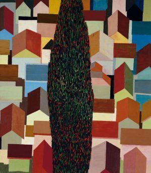 Hubert Schmalix, Zypresse, 1990, Öl auf Leinwand, 244 x 214 cm (Foto: Franz Schachinger, Wien © Albertina, Wien: Sammlung Essl)
