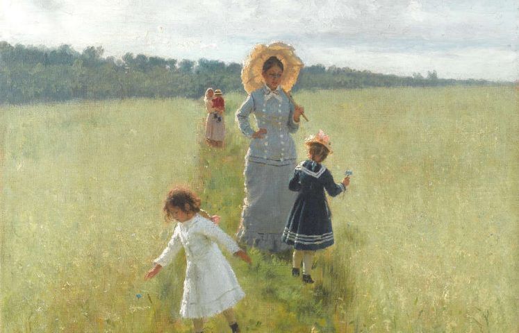 Ilja Repin, Auf dem Feldweg. Wera Repina mit ihren Kindern, Detail, 1879, Öl/Lw, 61.5 х 48 cm (Staatliche Tretjakow-Galerie, Moskau)