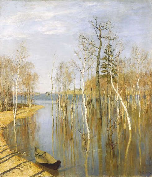 Isaak Iljitsch Lewitan, Frühling – Frühlingsflut, 1897, Öl/Lw, 65 х 57.5 cm (Tretjakow-Galerie, Moskau)