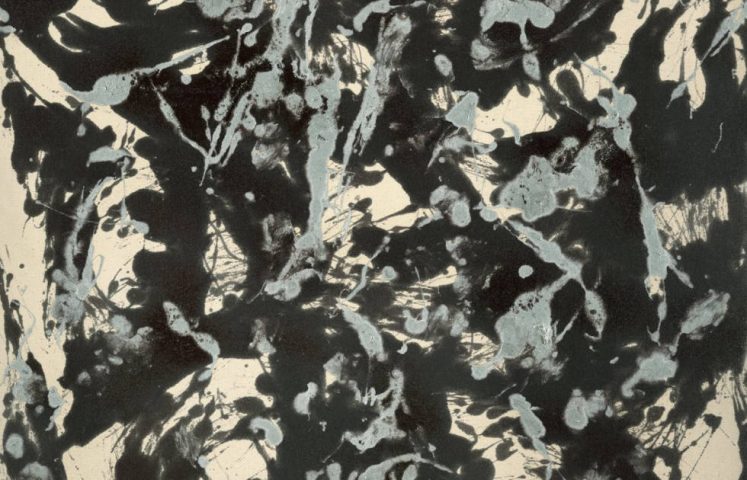 Jackson Pollock, Braun und Silber I, um 1951, Emaille- und Silberfarbe auf Leinwand. 144,7 x 107,9 cm (Museo Nacional Thyssen-Bornemisza, Madrid, Inv. Nr. 713, 1963.1 © The Pollock-Krasner Foundation, VEGAP, Madrid)