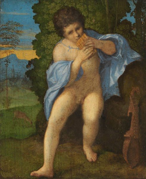 Jacopo Palma il Vecchio (zg.), Daphnis, um 1513/15, wohl Pappelholz, 19,8 x 16,4 cm (© Bayerische Staatsgemäldesammlungen, München)
