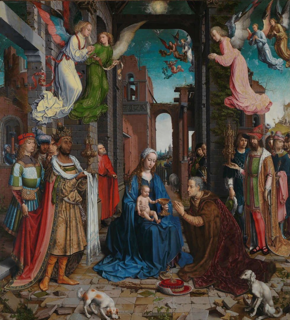 Jan Gossaert (Jean Gossart), Die Anbetung der Könige, 1510–1515, Öl/Eiche, 179,8 x 163,2 cm (© The National Gallery, London, NG2790)