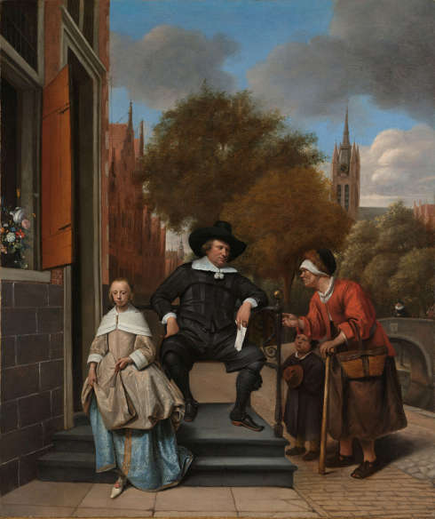 Jan Steen, Adolf und Catharina Croeser, bekannt als Der Bürgermeister von Delft und seine Tochter, 1655, Öl/Lw, 106 × 96 × 8 cm (Rijksmuseum, Amsterdam)
