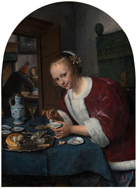 Jan Steen, Mädchen beim Austernessen, um 1658–1660, 15 x 20 cm (Mauritshuis, Den Haag)
