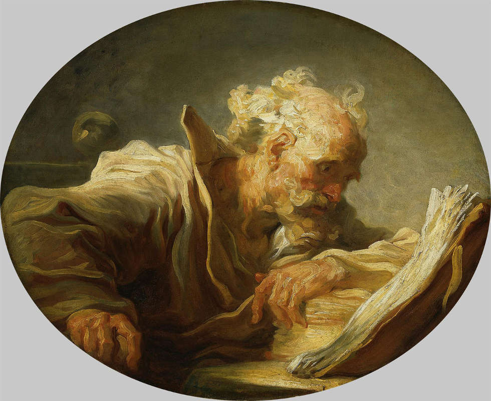 Jean-Honoré Fragonard, Der Philosoph, um 1764, Öl/Lw, 59 x 72,2 cm (oval) (© Hamburger Kunsthalle / bpk, Foto: Elke Walford)