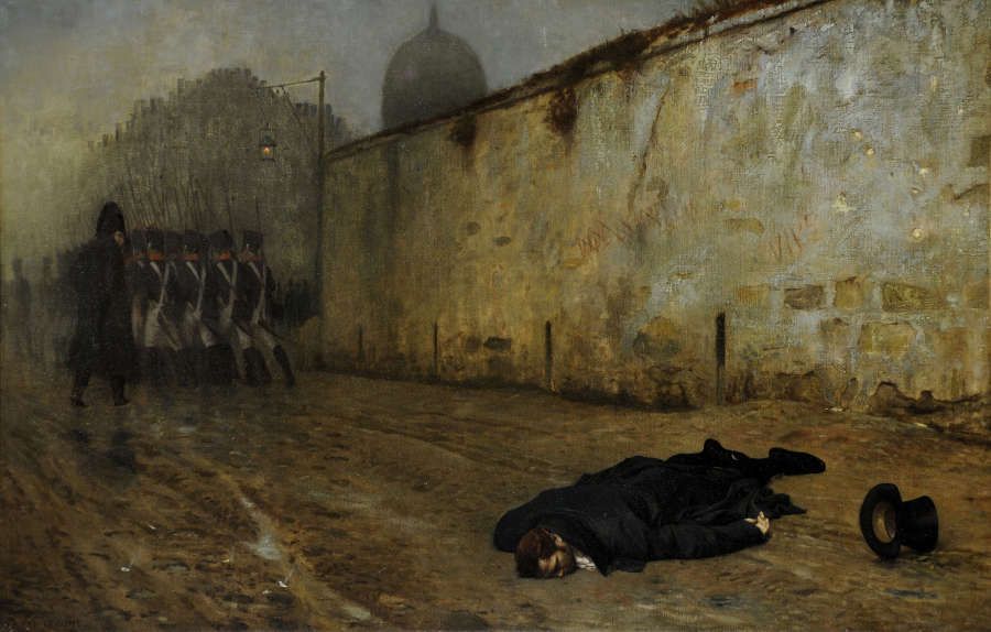 Jean-Léon Gérôme, Die Hinrichtung von Marschall Ney [L‘exécution du maréchal Ney], 1855–1865, Öl/Lw, 64,2 x 103 cm (Sheffield Galleries and Museums Trust, UK)