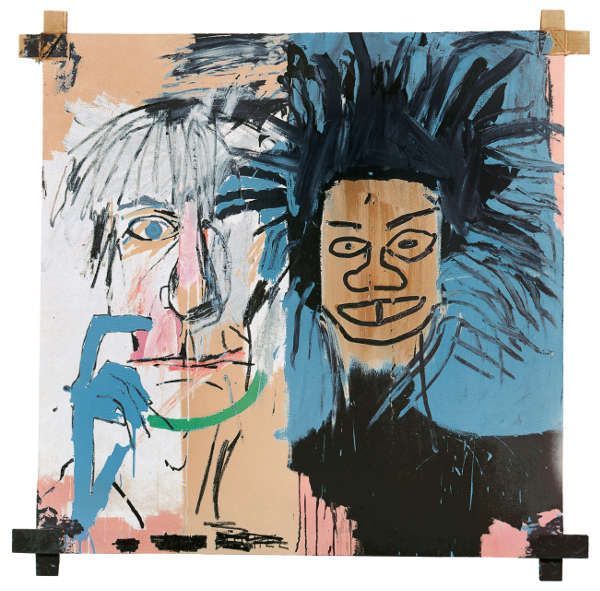 Jean-Michel Basquiat, Dos Cabezas, 1982, Acrylic and oil stick on canvas with wooden supports, (Privatsammlung © VG Bild-Kunst Bonn, 2018 & The Estate of Jean-Michel Basquiat. Licensed by Artestar, New York)