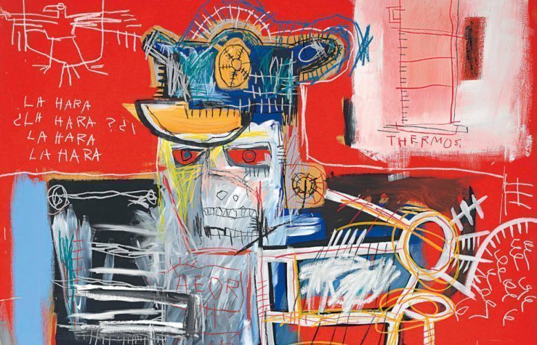 Jean-Michel Basquiat, La Hara, Detail, 1981, Acryl und Ölkreide auf Holz (Courtesy of Arora Collection)