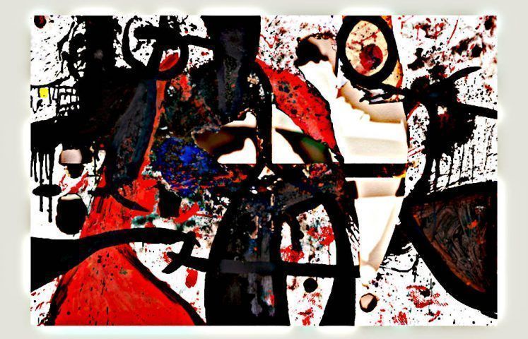 Joan Miró, Verbrannte Leinwand 2, 1973, Acryl auf geschnittener und verbrannter Leinwand, 130 x 195 cm (Fundació Joan Miró, Barcelona, Dauerleihgabe aus Privatbesitz © Photo: Joan Ramon Bonet © Successió Miró / 2022, ProLitteris, Zurich)