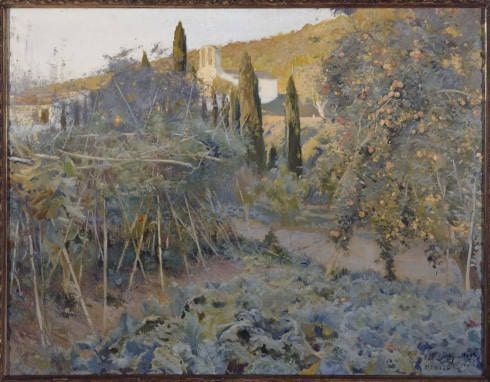 Joaquim Mir, Der Obstgarten und der Schrein, um 1899, 115 x 151 cm (Reina Sofia, Madrid)